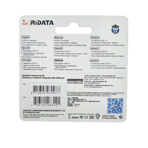 Memorie USB 3.0 Flash Drive RiDATA 64GB, EZdrive HD50, conector retractabil, albastru [4]