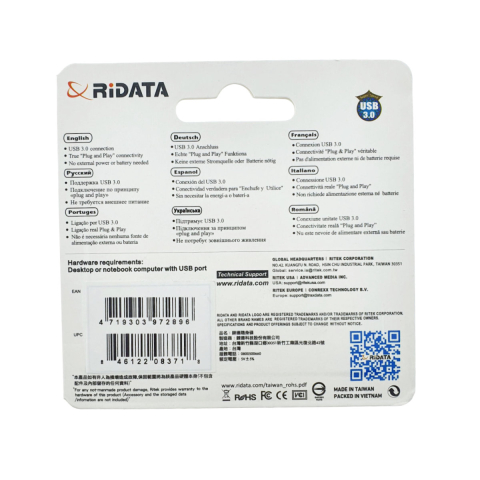 Memorie USB 3.0 Flash Drive RiDATA 64GB, EZdrive HD50, conector retractabil, rosu [4]