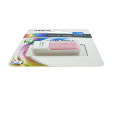 Memorie USB 3.0 Flash Drive RiDATA 64GB, EZdrive HD50, conector retractabil, roz [2]