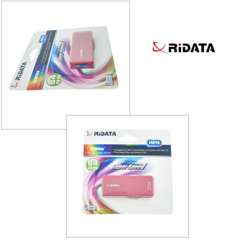 Memorie USB 3.1 Flash Drive RiDATA 64GB, EZdrive HD19RD, conector retractabil, roz [1]