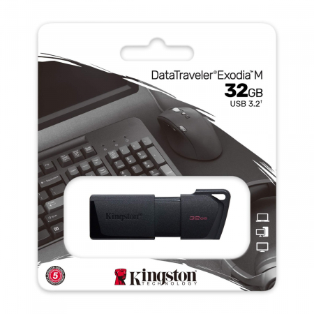 Memorie USB 3.2, 32gb, Kingston DataTraveler Exodia M, capac retractabil, neagra [3]