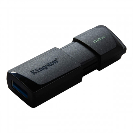 Memorii 32 Gb - Memorie USB 3.2, 32gb, Kingston DataTraveler Exodia M, capac retractabil, neagra