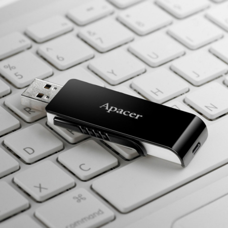 Memorie USB 3.2 Apacer 64GB, AH350, retractabila, neagra cu alb [3]