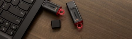 Memorie USB 3.2 Gen 1, 256gb, Kingston DataTraveler Exodia DTX-256GB, cu capac si inel, negru cu rosu [5]