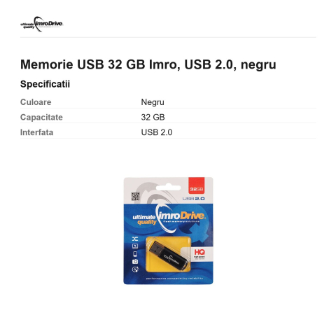Memorie USB 32 GB Imro, USB 2.0, negru [2]