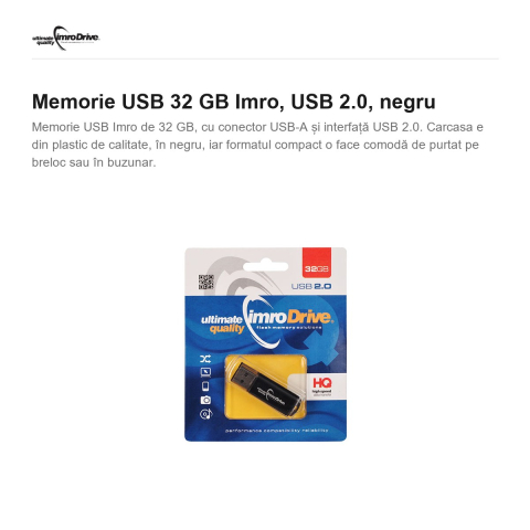 Memorie USB 32 GB Imro, USB 2.0, negru [1]