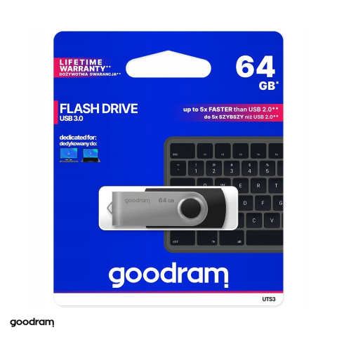 Memorii USB 3.X - Memorie USB 64 GB GoodRAM Twister, USB 3.0, viteza citire 60 MB/s, USB-A, viteza scriere 20 MB/s, negru