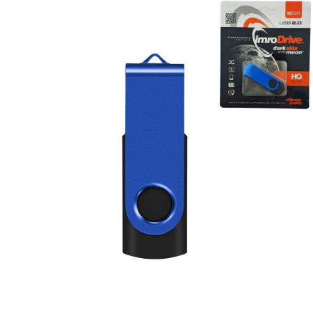 Medii de stocare - Memorie USB Imro Drive 16GB USB 2.0 cu capac rotativ, albastra cu negru