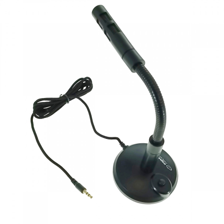 Microfoane - Microfon cu suport, Esperanza Sonic 95791, buton On/Off, cablu 150 cm, conector jack 3.5mm, negru