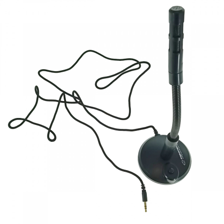 Microfon cu suport, Esperanza Sonic 95791, buton On/Off, cablu 150 cm, conector jack 3.5mm, negru [2]