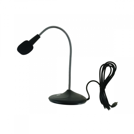 Microfon de birou Platinet Office, omni-directional, cu cablu 140 cm, buton pornire/oprire, conector jack 3.5mm, negru [1]