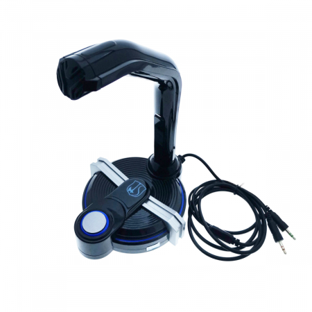 Accesorii Gaming - Microfon gaming F18, cu baza 154 x136 mm, conector jack 3.5mm, negru cu gri