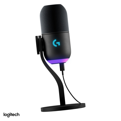 Accesorii IT - Microfon gaming USB Logitech G Yeti GX dinamic, supercardioid, 24 bit / 96 kHz, iluminare LIGHTSYNC RGB in doua zone, Smart Audio Lock, negru, 988-000569