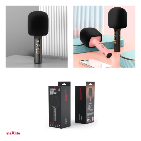 Microfon Maxlife cu Bluetooth speaker MXBM-600, v 5.0, 1200 mAh, USB-C, intrare 5 V - 0.5 A, 5 W, raza 10 m, Negru [3]