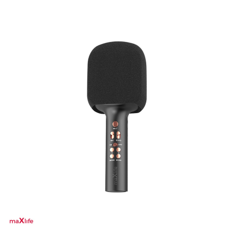 Microfoane - Microfon Maxlife cu Bluetooth speaker MXBM-600, v 5.0, 1200 mAh, USB-C, intrare 5 V - 0.5 A, 5 W, raza 10 m, Negru