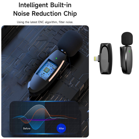 Microfon Wireless Lavalier Lightning pentru iPhone - Reducere Zgomot ENC, 7 Ore Autonomie, Plug&Play, Ideal pentru Vlogging si Facetime [3]
