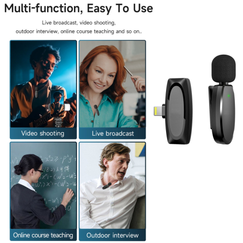 Microfon Wireless Lavalier Lightning pentru iPhone - Reducere Zgomot ENC, 7 Ore Autonomie, Plug&Play, Ideal pentru Vlogging si Facetime [4]
