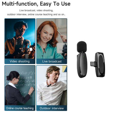 Microfon Wireless Lavalier USB-C pentru Smartphone, Reducere Zgomot ENC, 7 Ore Autonomie, Plug&Play, Ideal pentru Vlogging si Streaming [4]