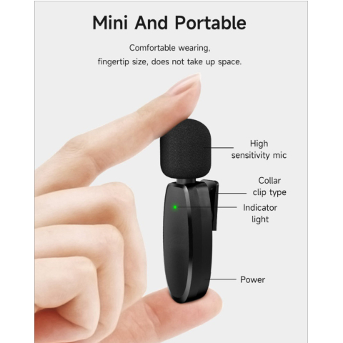 Microfon Wireless Lavalier USB-C pentru Smartphone, Reducere Zgomot ENC, 7 Ore Autonomie, Plug&Play, Ideal pentru Vlogging si Streaming [1]