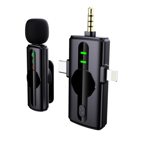Microfon Wireless Profesional 2.4G - Set Cu Receptor Universal (USB-C, Lightning, 3.5mm) pentru Vlogging, Streaming si Inregistrari [2]