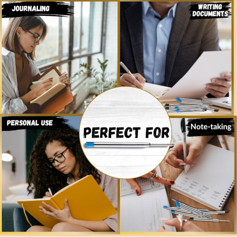 Mina Albastra Pix compatibila tip Parker, Metalica, Varf 0.8 mm, Refill de Inlocuire [4]