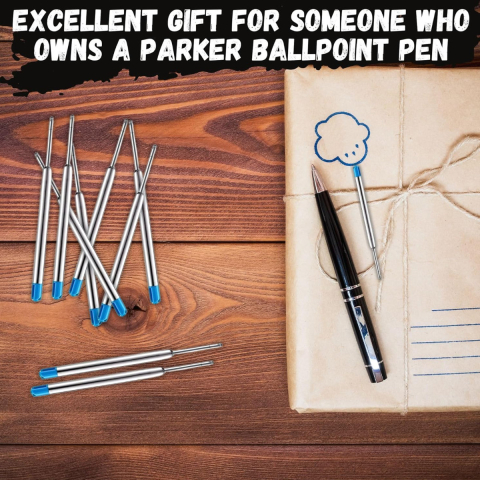 Mina Albastra Pix compatibila tip Parker, Metalica, Varf 0.8 mm, Refill de Inlocuire [5]