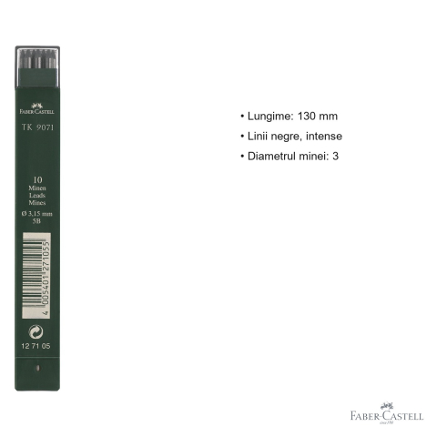 Mina creion mecanic Faber-Castell TK, grafit 5B, diametru 3.15 mm, pentru desen tehnic si artistic [2]