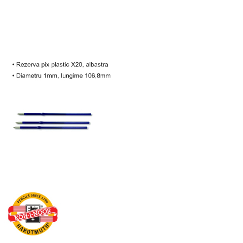 Mina pix Koh-I-Noor X20 albastra, diametru 1mm, rezerva plastic pentru pixuri [2]