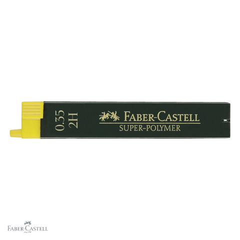 Mine creion mecanic Faber-Castell Super-Polymer 0.35 mm, duritate 2H, rezistenta la rupere, set 12 bucati [3]