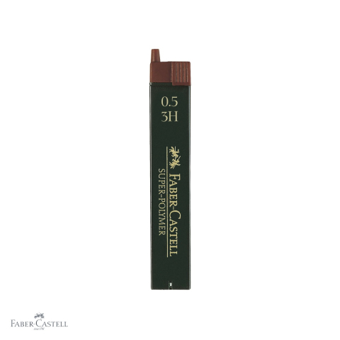 Mine, rezerve si cerneala - Mine creion mecanic Faber-Castell Super-Polymer 0.5 mm 3H, rezistenta ridicata la rupere, set 12 bucati