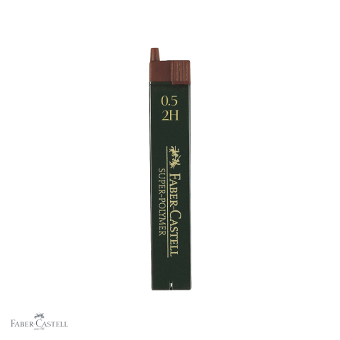 Mine, rezerve si cerneala - Mine creion mecanic Faber-Castell Super-Polymer 0.5 mm, duritate 2H, set 12 bucati, pentru uz tehnic si desen precis