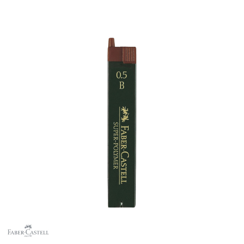 Mine, rezerve si cerneala - Mine creion mecanic Faber-Castell Super-Polymer 0.5 mm, duritate B, rezistenta la rupere, set 12 bucati