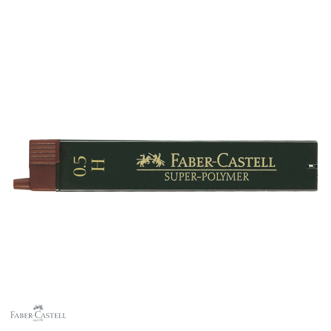 Mine creion mecanic Faber-Castell Super-Polymer 0.5 mm duritate H, rezistenta la rupere, 12 mine/etui [3]