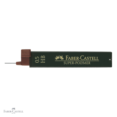Mine creion mecanic Faber-Castell Super-Polymer 0.5 mm HB, rezistenta la rupere, 12 bucati/etui [3]