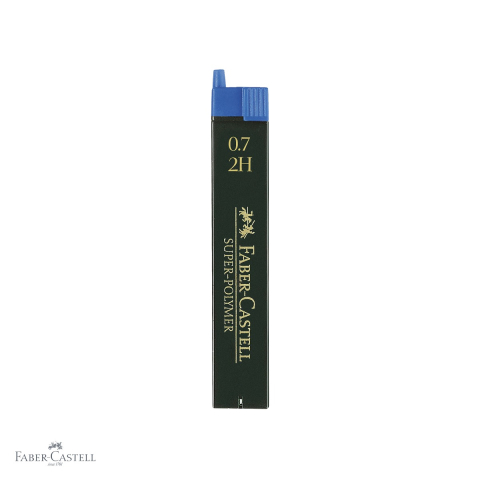 Mine, rezerve si cerneala - Mine creion mecanic Faber-Castell Super-Polymer 0.7 mm, duritate 2H, set 12 bucati, pentru scriere tehnica si desen de precizie