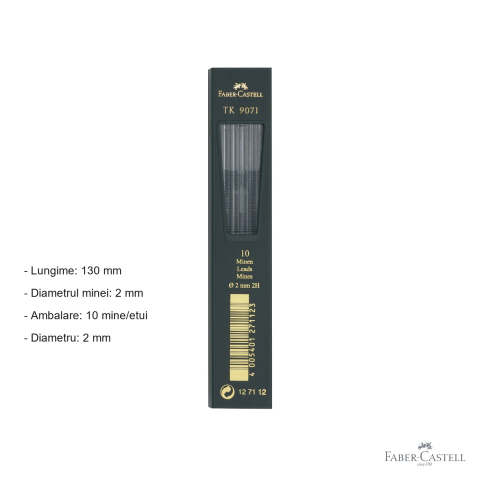 Mine creion mecanic Faber-Castell TK, duritate 2H, diametru 2mm, pentru desen tehnic si schite precise [1]