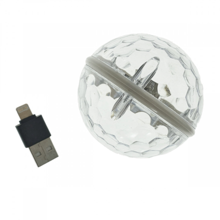 Lampa USB - Mini Glob USB cu Led 4W multicolor RGB , Omega Magic Disco Ball 45232, cu conector 8-pin lightning pentru Apple, iPhone