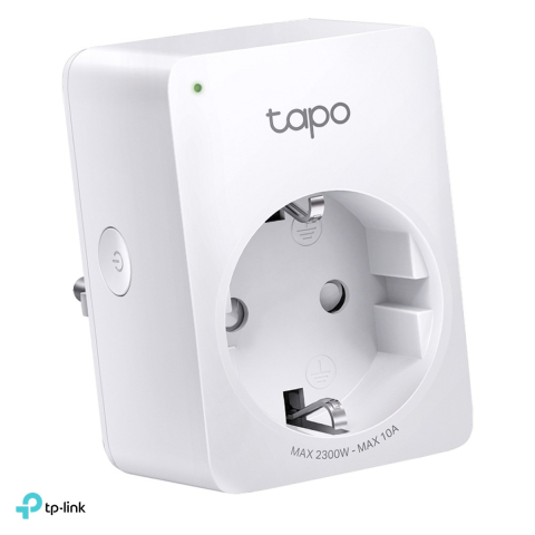 Produse Smart - Mini priza smart Wi-Fi TP-Link Tapo P100M, compatibila Matter, Apple Home, Alexa, Google Assistant si SmartThings, 10 A, 2300 W, priza Schuko, alb