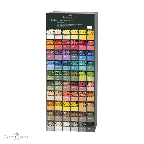 Creioane pastel uleioase - Modul acrilic display 720 bucati creioane Pitt Pastel Faber-Castell, set profesional pentru expunere si vanzare