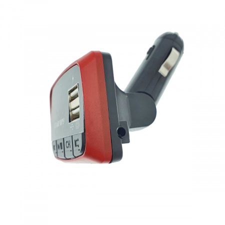 Modulator FM auto, player MP3 / WMA cu port USB si microSD, incarcare USB 2A, AUX jack 3.5mm, negru cu rosu [3]