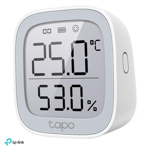 Smart home - Monitor smart de temperatura si umiditate TP-Link Tapo T315, ecran E-ink 2,7 inch, 868 MHz, necesita hub Tapo, precizie ±0,3 °C si ±3% RH, alb