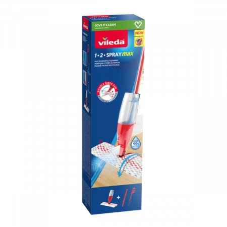 Mop-uri cu coada - Mop cu pulverizator Vileda 1-2 Spray Max 22275, capacitate rezervor 600 ml, lungime maner 106.5 cm