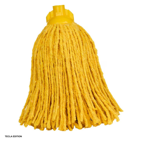 Mop-uri si rezerve mop - Mop din bumbac 100% 250 g pentru curatenie, absoarbe rapid lichidele, rezistent la spalari repetate, compatibil cu orice suport, galben
