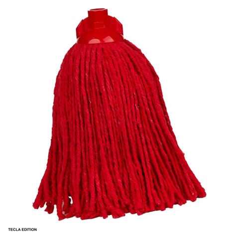 Mop-uri si rezerve mop - Mop din bumbac 100% 250 g pentru curatenie, absoarbe rapid lichidele, rezistent la spalari repetate, compatibil cu orice suport, rosu