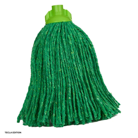 Mop-uri si rezerve mop - Mop din bumbac 100% 250 g pentru curatenie, absoarbe rapid lichidele, rezistent la spalari repetate, compatibil cu orice suport, verde