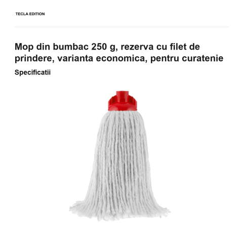 Mop din bumbac 250 g, rezerva cu filet de prindere, varianta economica, pentru curatenie [2]