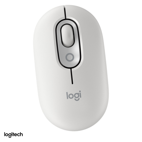 Accesorii IT - Mouse Bluetooth compact Logitech POP Mouse, buton emoji personalizabil, 4 butoane, rotita SmartWheel, clicuri silentioase, Easy-Switch 3 dispozitive, 1 baterie AA, alb-crem, 910-007411