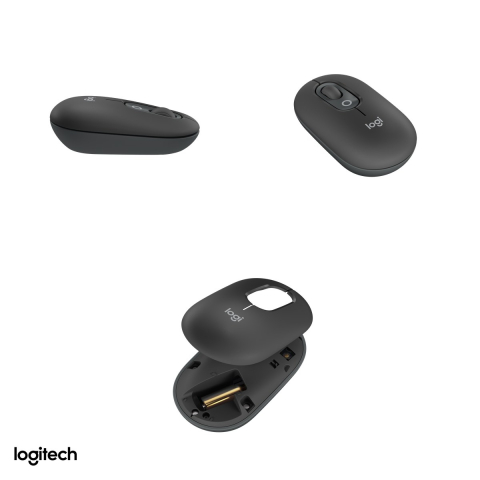 Mouse Bluetooth compact Logitech POP Mouse, buton emoji personalizabil, 4 butoane, rotita SmartWheel, clicuri silentioase, Easy-Switch 3 dispozitive, 1 baterie AA, grafit, 910-007412 [3]