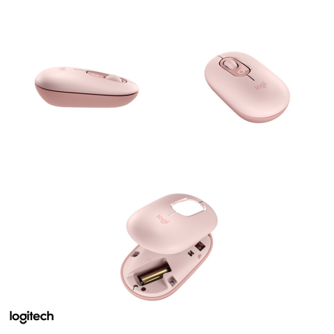 Mouse Bluetooth compact Logitech POP Mouse, buton emoji personalizabil, 4 butoane, rotita SmartWheel, clicuri silentioase, Easy-Switch 3 dispozitive, 1 baterie AA, roz, 910-007413 [3]