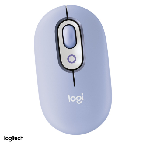 Accesorii IT - Mouse Bluetooth compact Logitech POP Mouse cu buton emoji personalizabil, clicuri silentioase, 4 butoane, Easy-Switch pentru 3 dispozitive, 1 baterie AA, lila, 910-007414